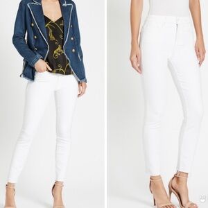 MOTHER High Waisted The Looker Ankle Fray Stayin’ Alive White Jeans